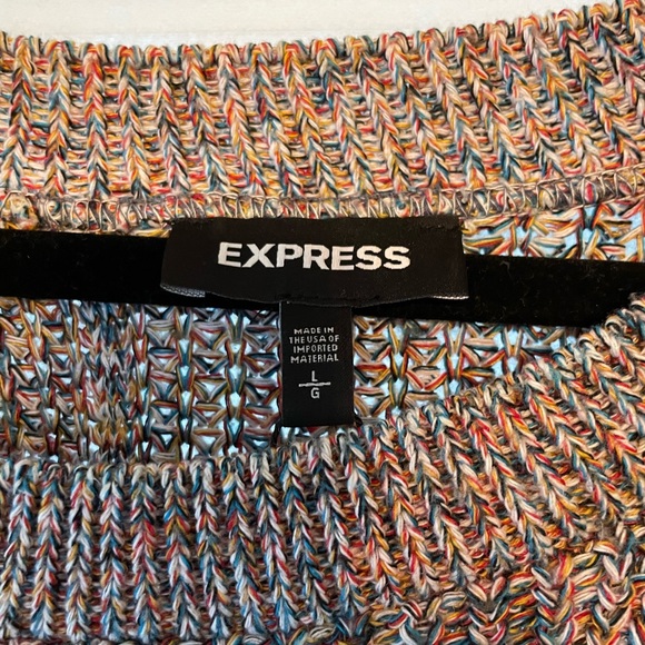 Express cable knit split back hi-lo multi colored sweater - Picture 5 of 6